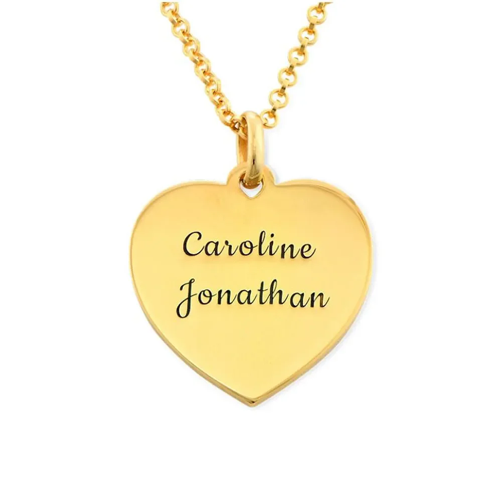 Gold & Silver Personalized Engraved Heart Necklace - FKJNKLU6153 - Image 5