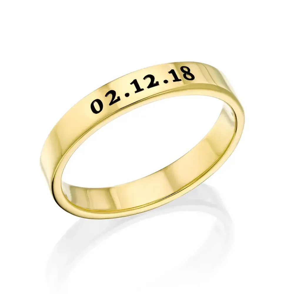 Gold & Silver Personalized Engraved Thin Band Ring - FKJRNU6226 - Image 10