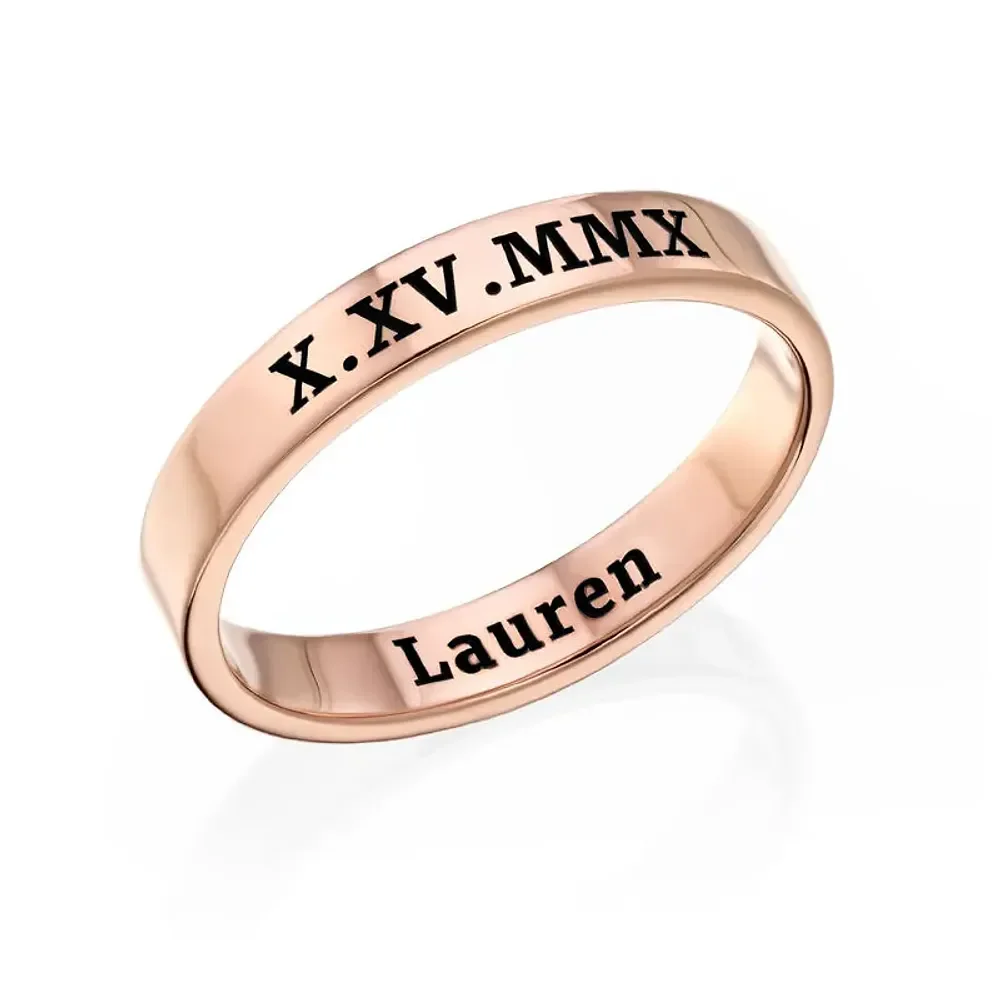 Gold & Silver Personalized Engraved Thin Band Ring - FKJRNU6226 - Image 6