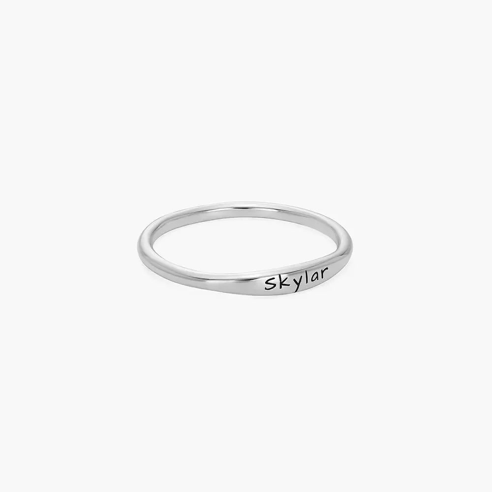 Gold & Silver Personalized Engraved Thin Name Ring - FKJRNU6224 - Image 2