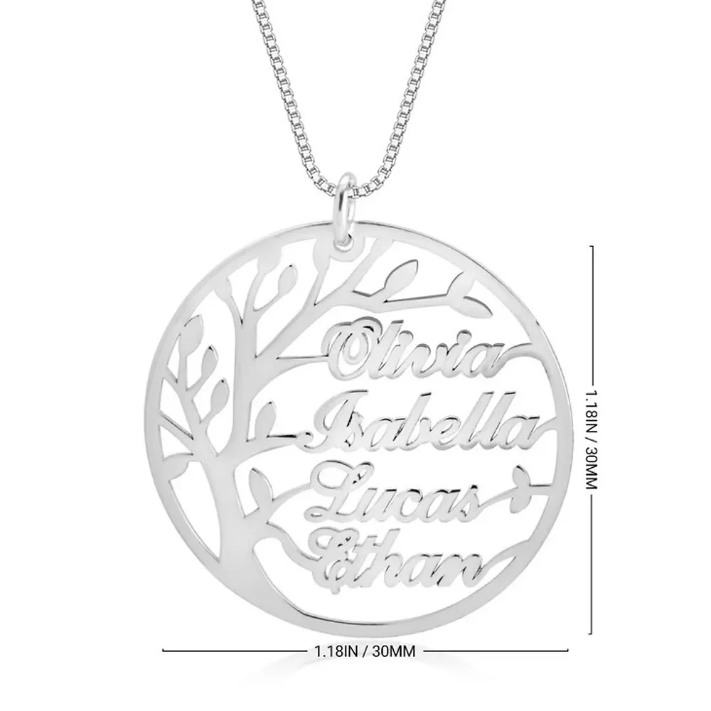 Gold & Silver Personalized Family Tree Necklace with Names - FKJNKLU6198 - Image 4