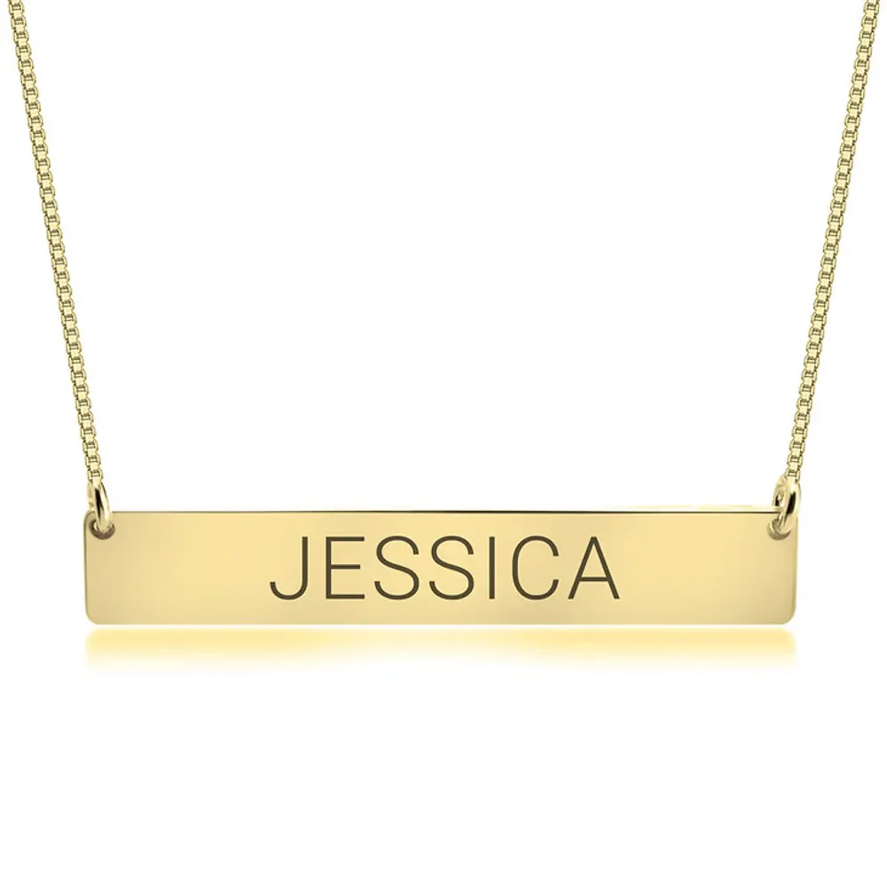 Gold & Silver Personalized Horizontal Bar Necklace - FKJNKLU6192 - Image 2
