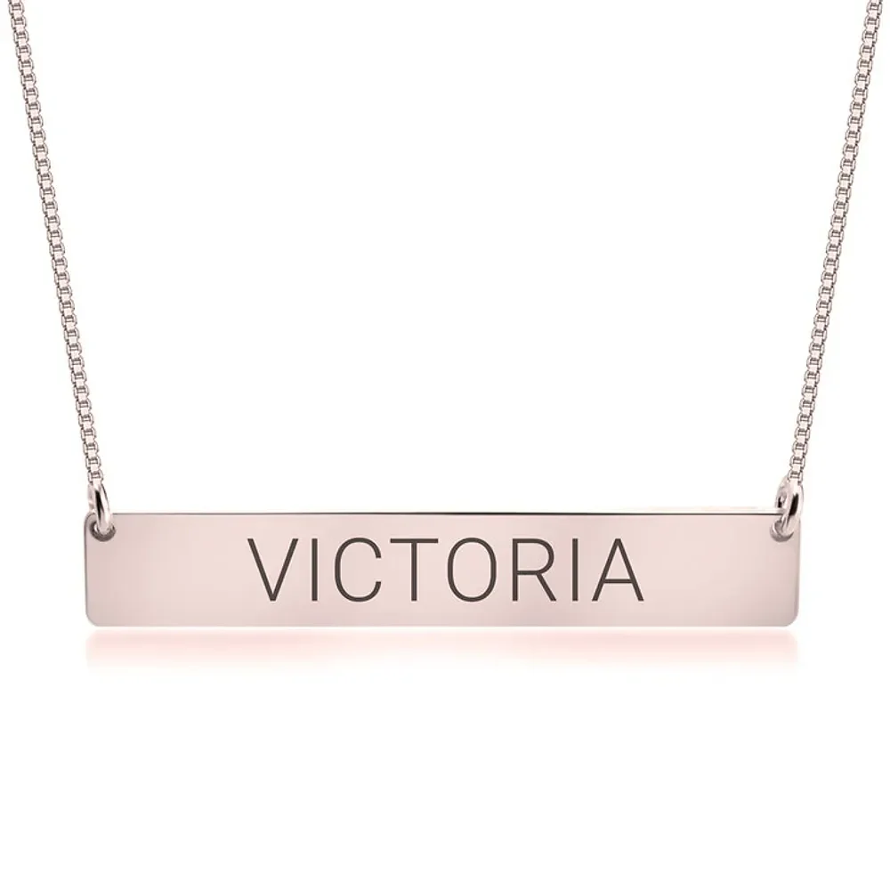 Gold & Silver Personalized Horizontal Bar Necklace - FKJNKLU6192 - Image 3