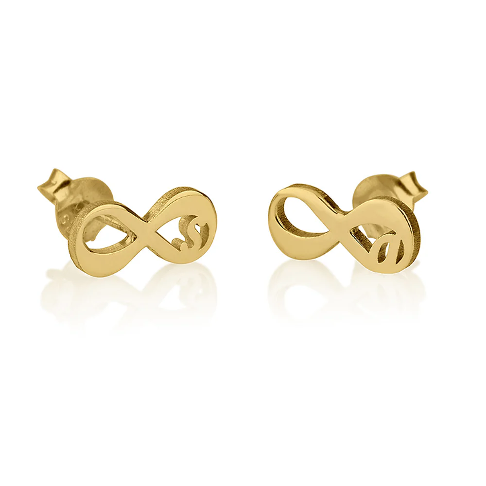 Gold & Silver Personalized Infinity Initial Earrings - FKJERNU6250 - Image 2