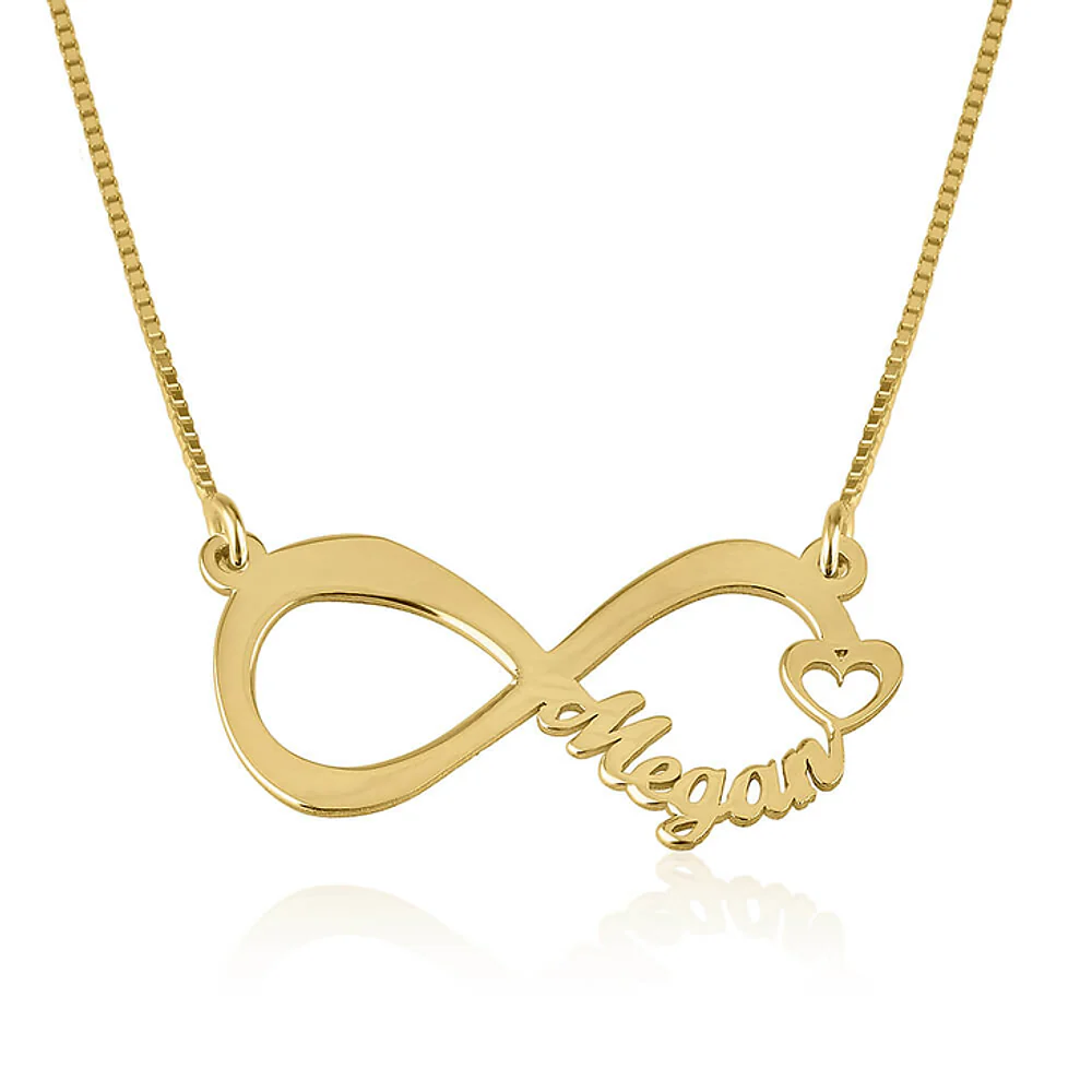 Gold & Silver Personalized Infinity Name Necklace with Heart - FKJNKLU6211 - Image 2