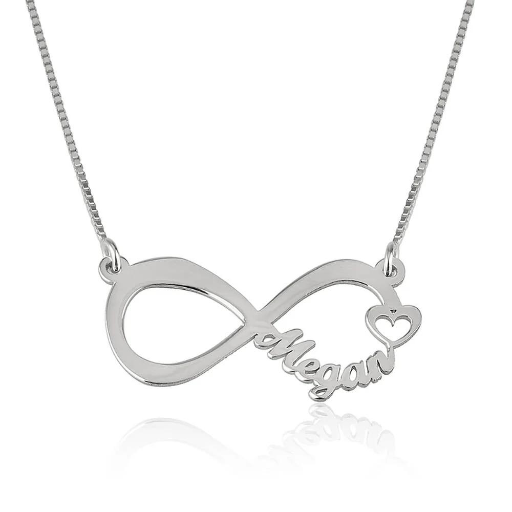 Gold & Silver Personalized Infinity Name Necklace with Heart - FKJNKLU6211 - Image 3
