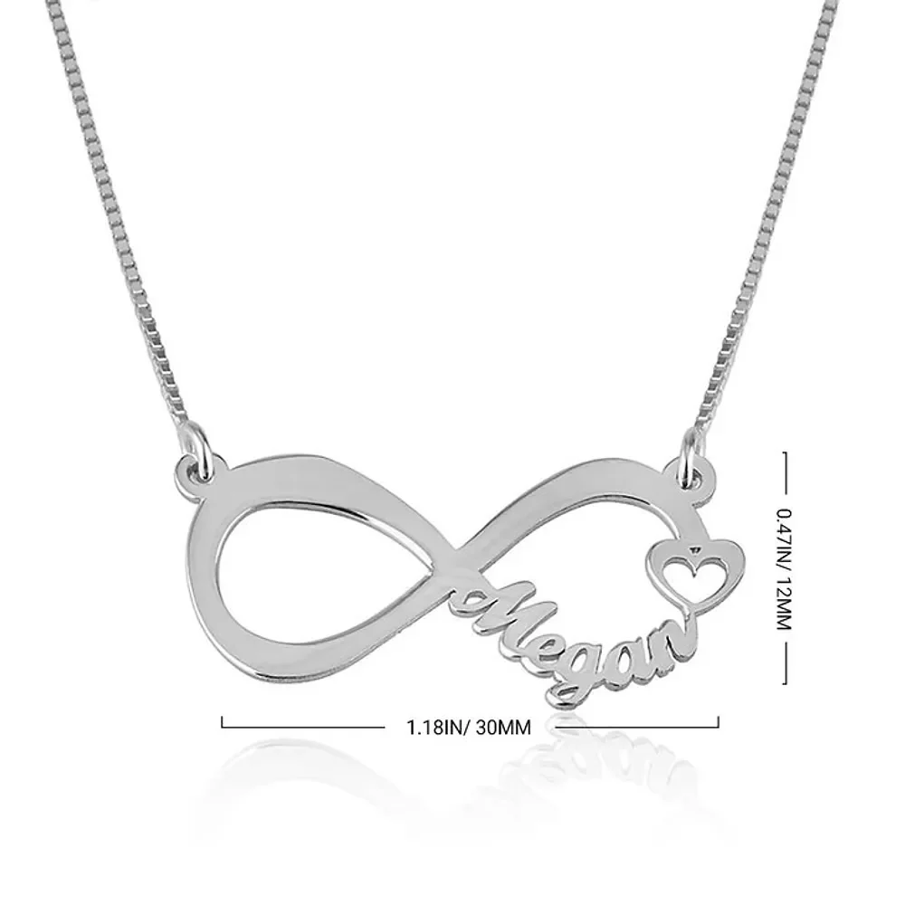 Gold & Silver Personalized Infinity Name Necklace with Heart - FKJNKLU6211 - Image 5