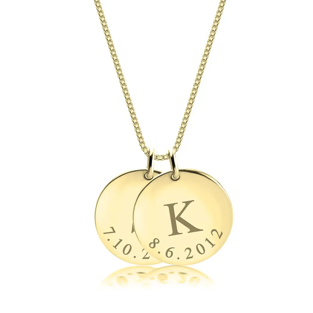 Gold & Silver Personalized Initial & Date Necklace - FKJNKLU6187 - Image 4