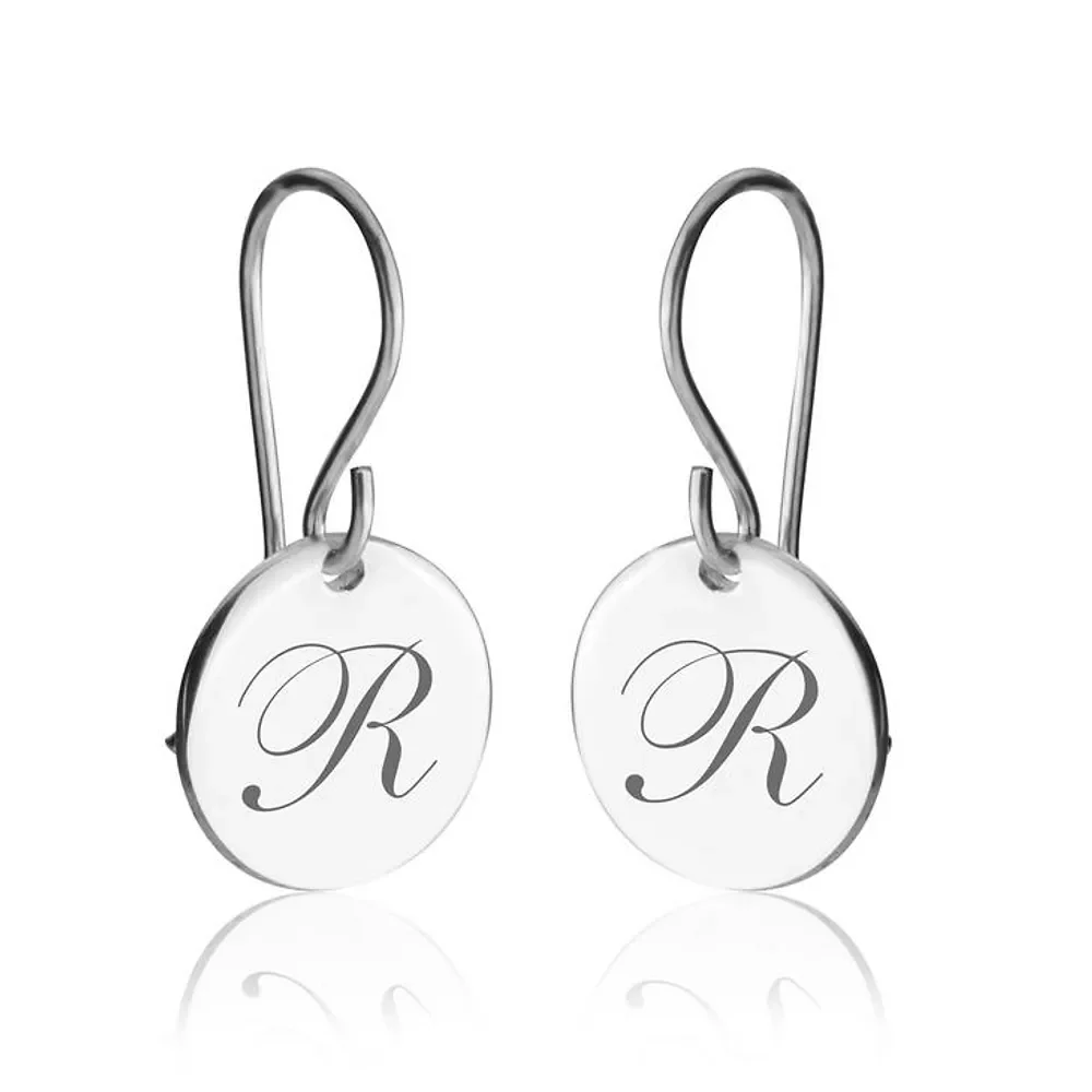 Gold & Silver Personalized Initial Drop Earrings - FKJERNU6253 - Image 2
