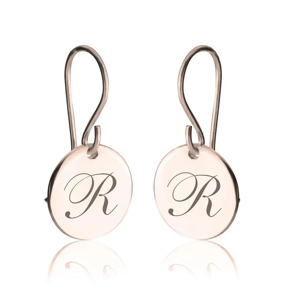 Gold & Silver Personalized Initial Drop Earrings - FKJERNU6253 - Image 3