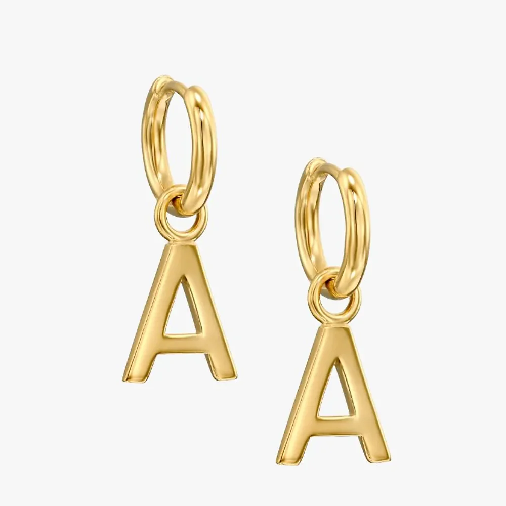Gold & Silver Personalized Initial Earring - FKJERNU6254 - Image 2