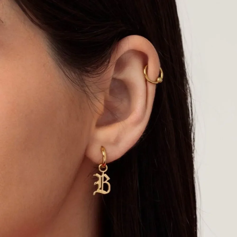 Gold & Silver Personalized Initial Earring - FKJERNU6254 - Image 3