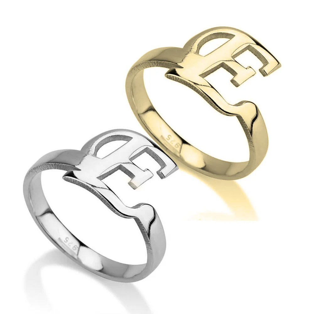 Gold & Silver Personalized Initial Letter Ring - FKJRNU6236 - Image 2