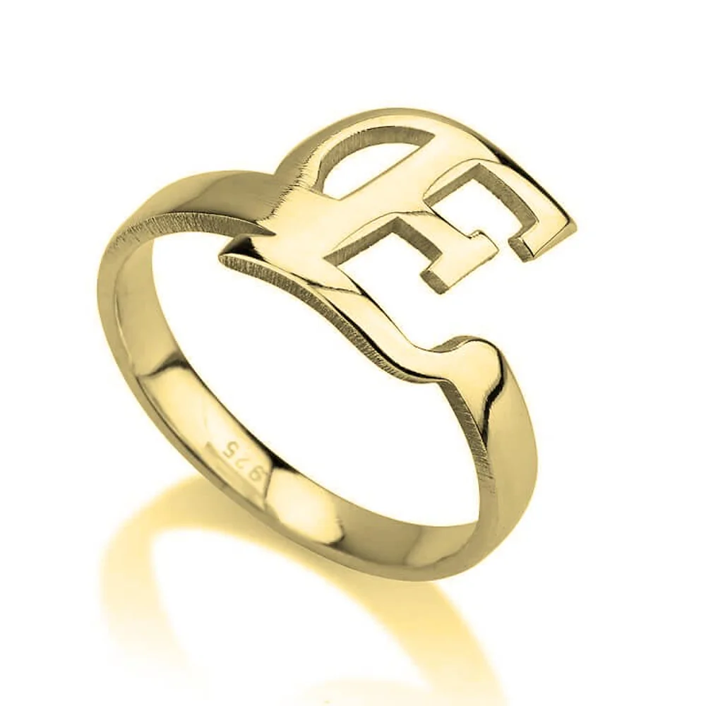 Gold & Silver Personalized Initial Letter Ring - FKJRNU6236 - Image 3