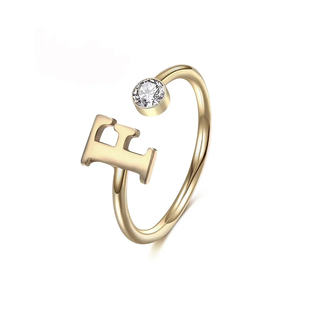 Gold & Silver Personalized Initial Letter Ring with Birthstone - FKJRNU6239 - Image 2