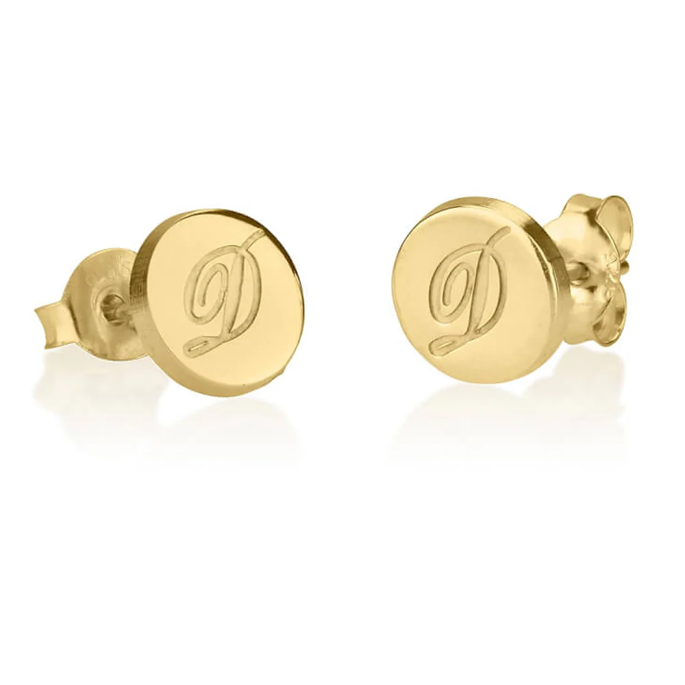 Gold & Silver Personalized Initial Studs Earrings - FKJERNU6247 - Image 2