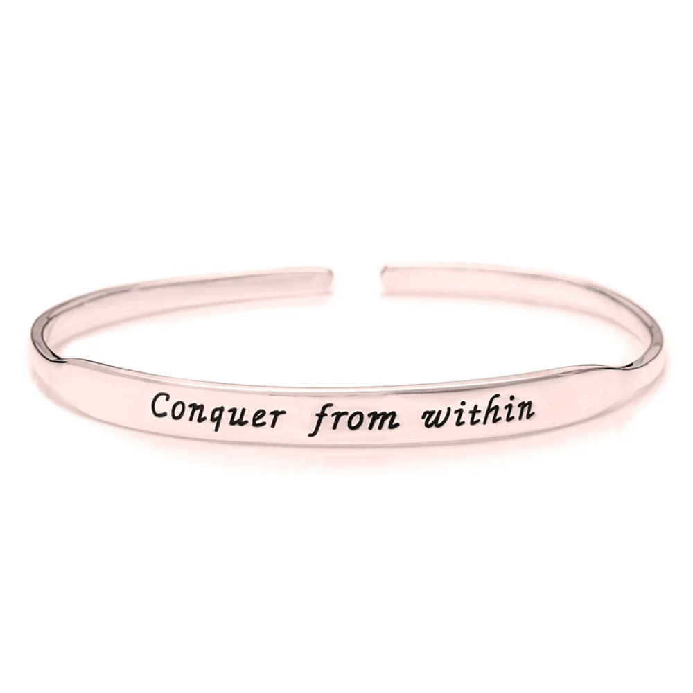 Gold & Silver Personalized Inspirational Engraved Bangle - FKJBNGU6274 - Image 2