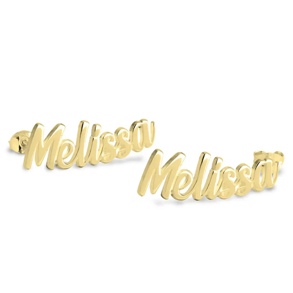 Gold & Silver Personalized Name Earrings - FKJERNU6245 - Image 2