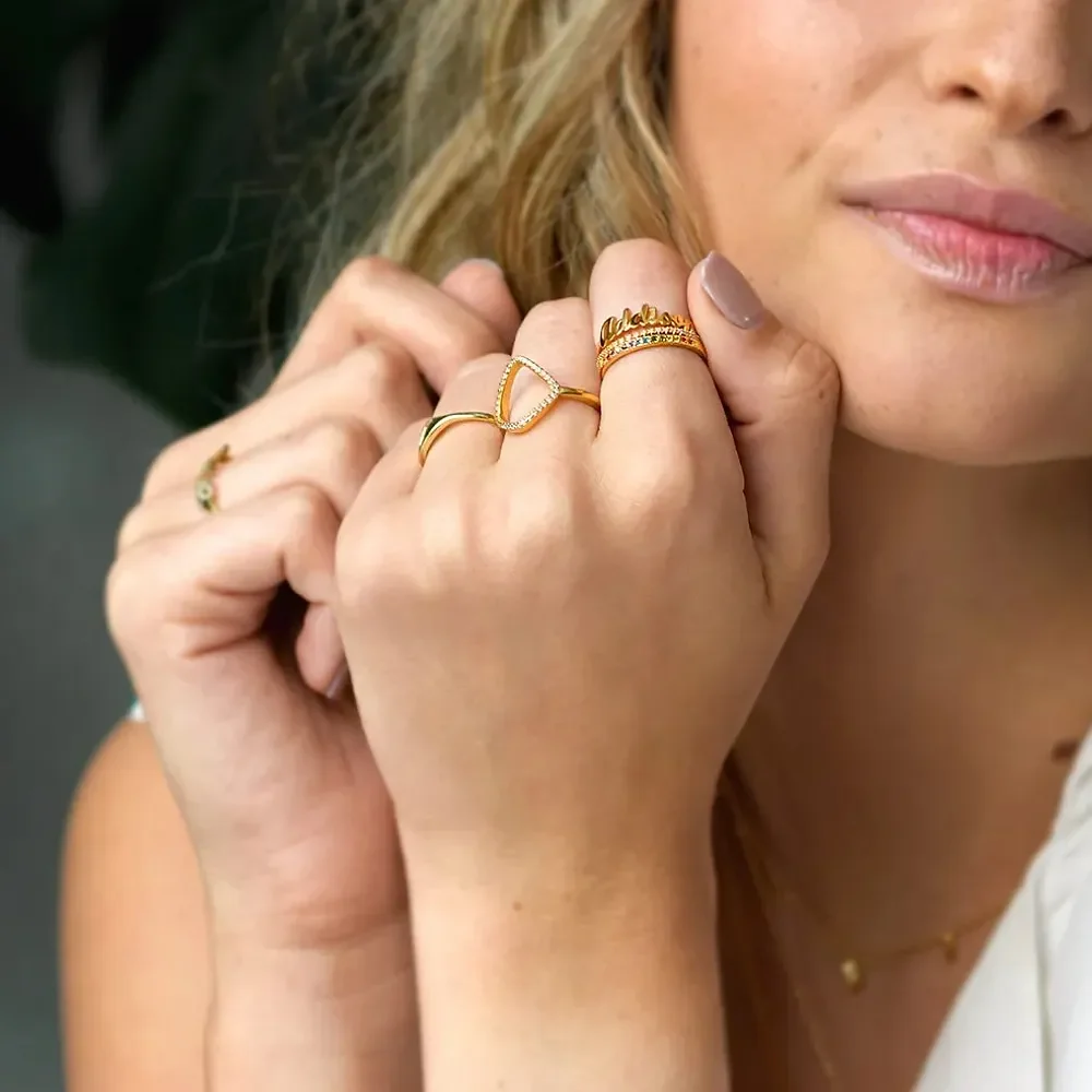 Gold & Silver Personalized Name Ring - FKJRNU6220 - Image 3