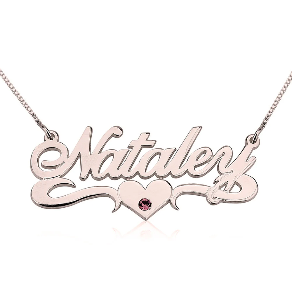 Gold & Silver Personalized Names Birthstone Name Necklace - FKJNKLU6162 - Image 4