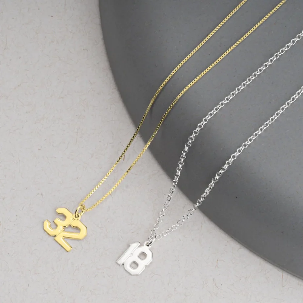 Gold & Silver Personalized Number Necklace - FKJNKLU6169 - Image 4