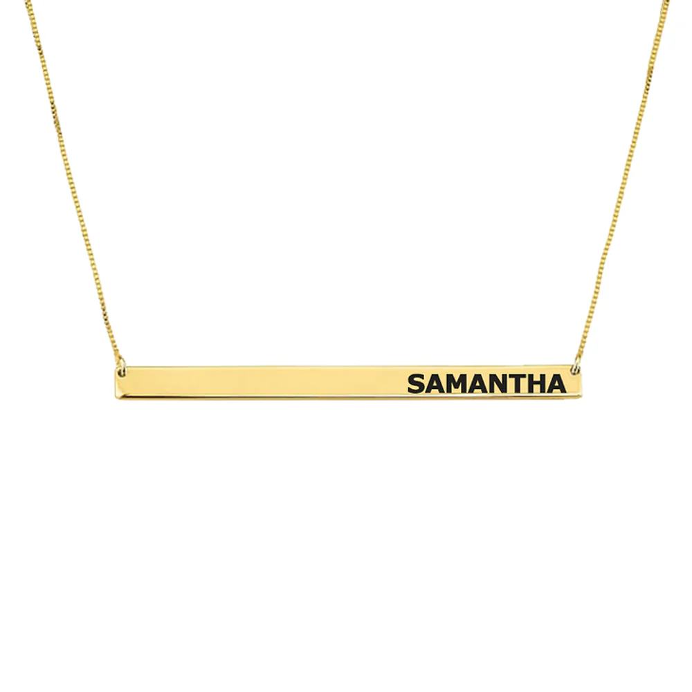Gold & Silver Personalized Skinny Bar Necklace - FKJNKLU6184 - Image 2