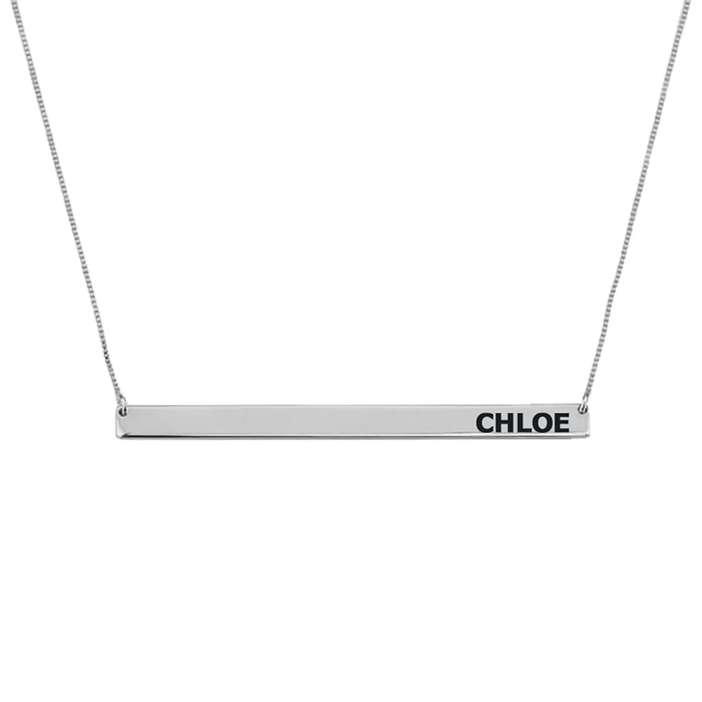Gold & Silver Personalized Skinny Bar Necklace - FKJNKLU6184 - Image 3