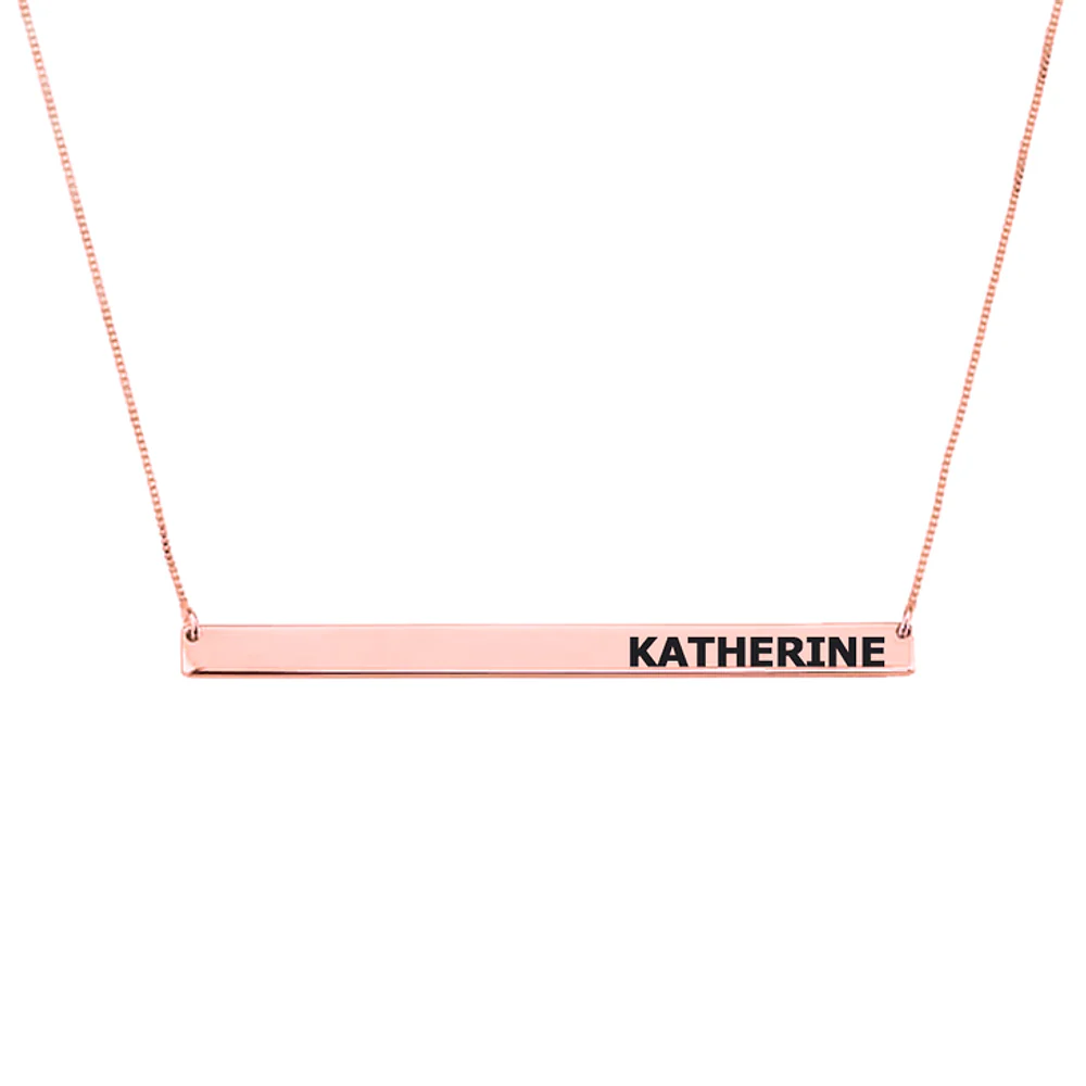 Gold & Silver Personalized Skinny Bar Necklace - FKJNKLU6184 - Image 4