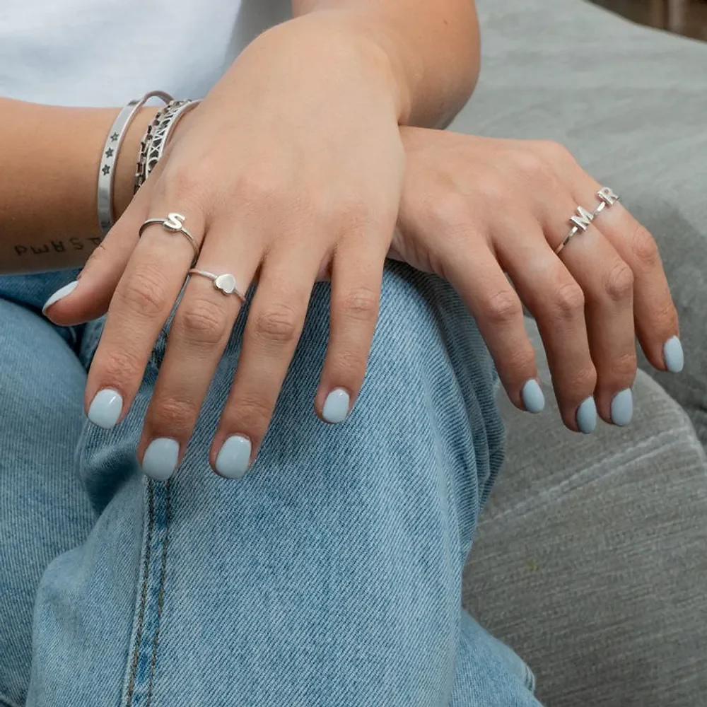 Gold & Silver Personalized Stackable Initial Ring - FKJRNU6240 - Image 3