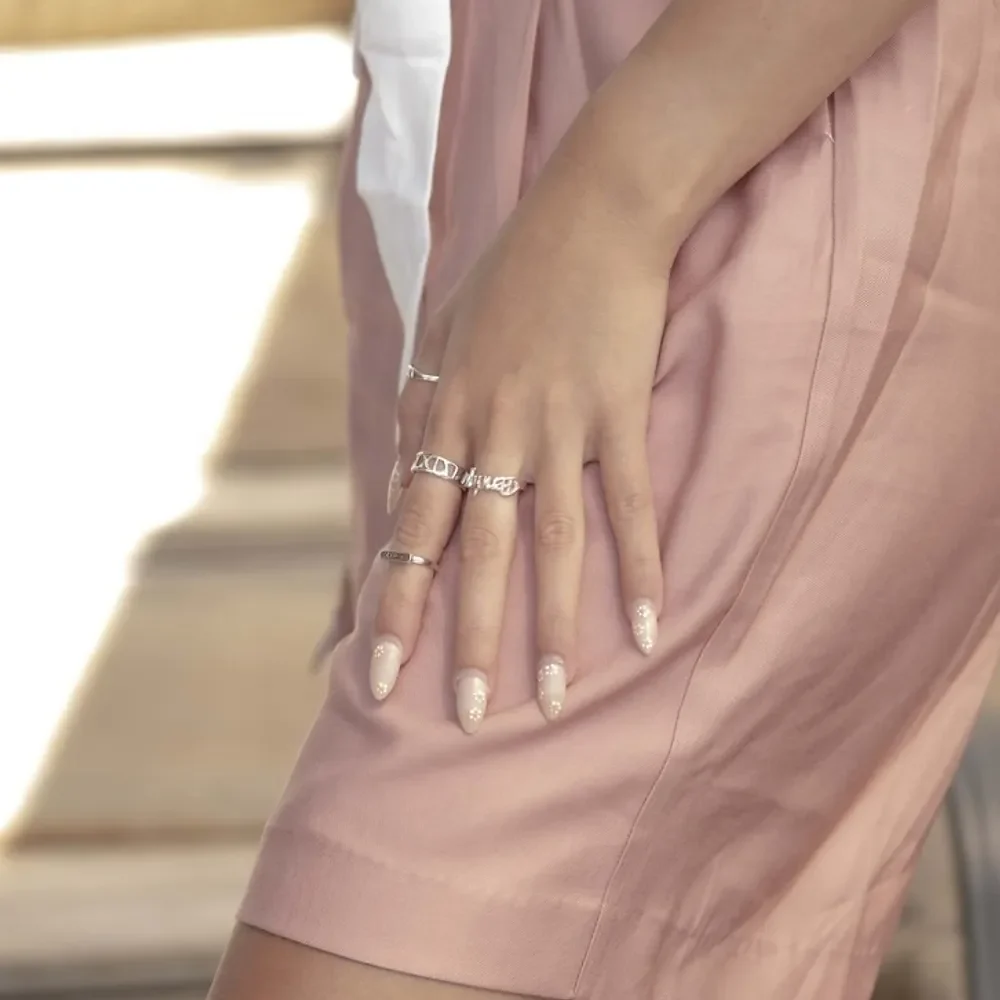 Gold & Silver Personalized Stackable Ring with Name - FKJRNU6232 - Image 2