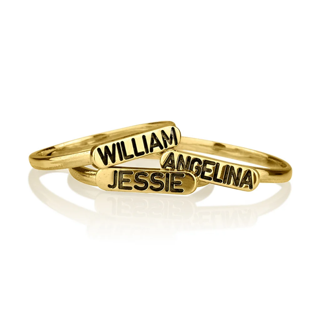 Gold & Silver Personalized Stackable Ring with Name - FKJRNU6232 - Image 4