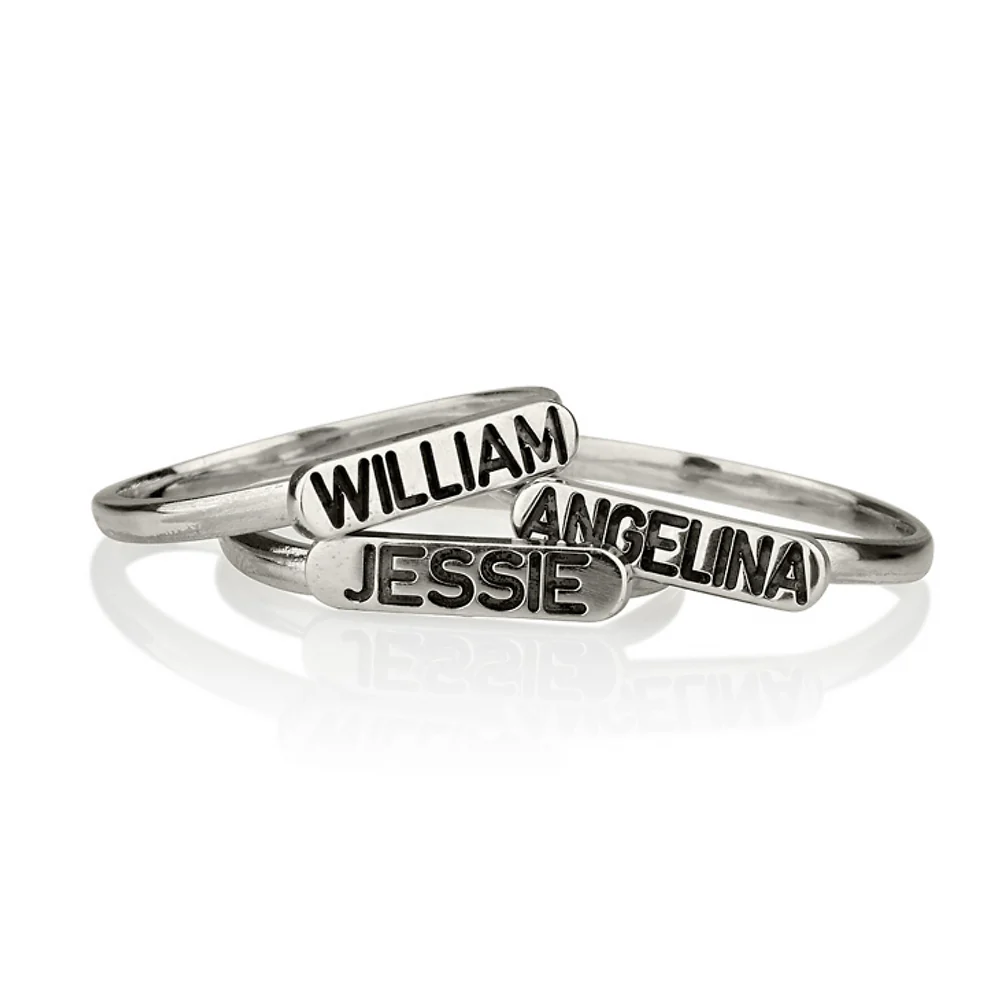 Gold & Silver Personalized Stackable Ring with Name - FKJRNU6232 - Image 5