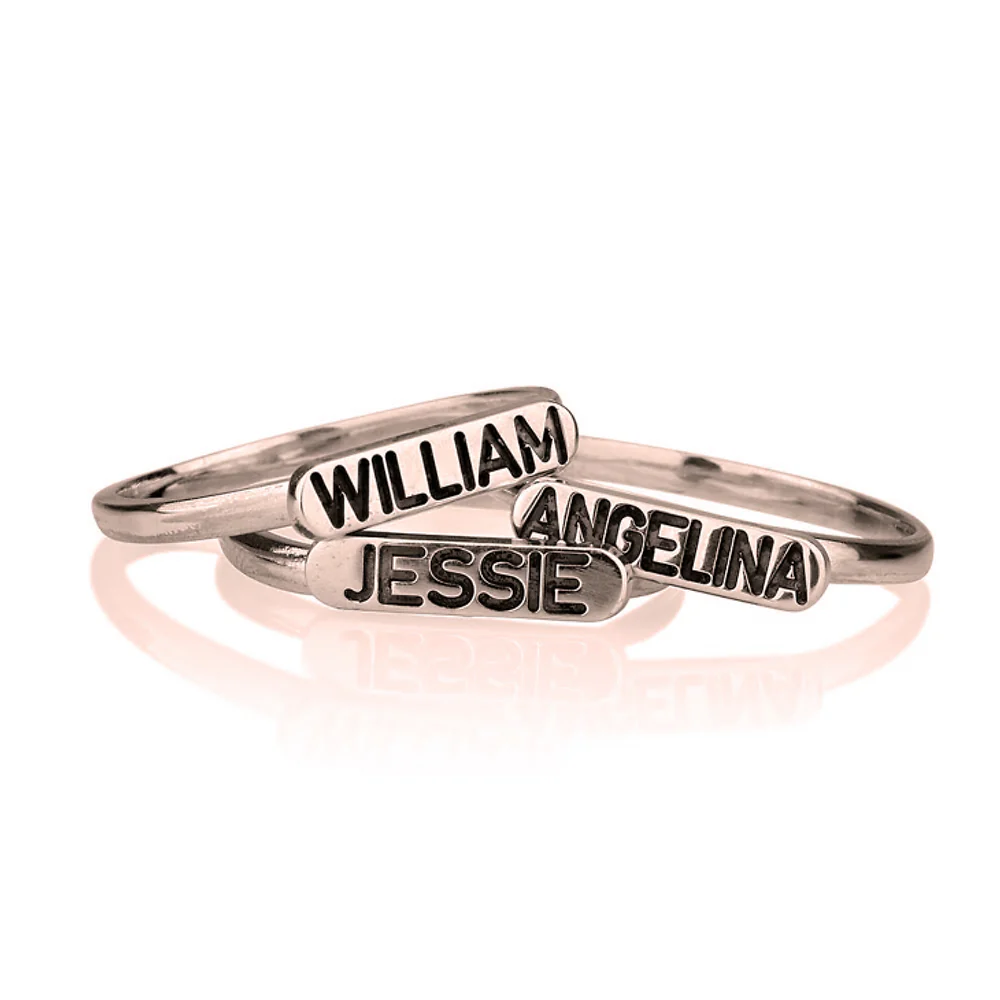 Gold & Silver Personalized Stackable Ring with Name - FKJRNU6232 - Image 6