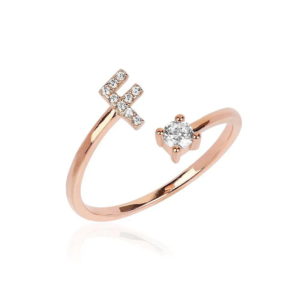 Gold & Silver Personalized Stone Initial Ring - FKJRNU6238 - Image 2