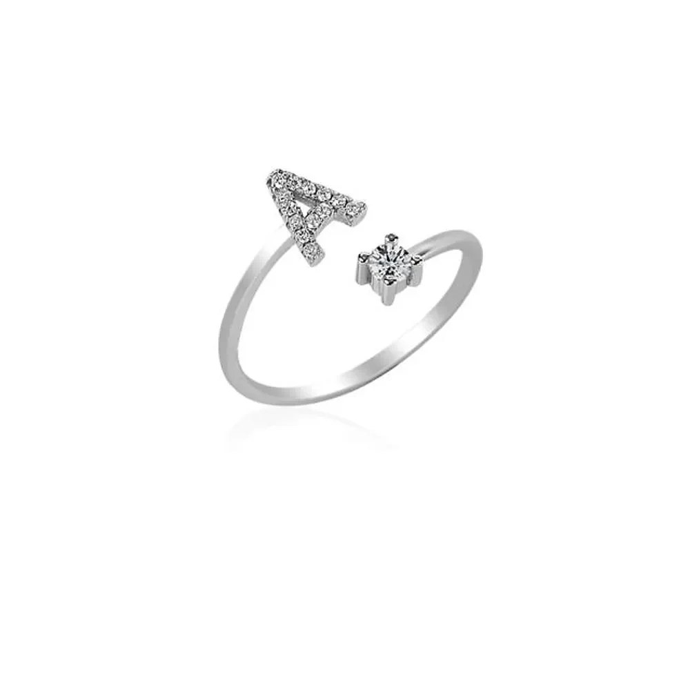 Gold & Silver Personalized Stone Initial Ring - FKJRNU6238 - Image 5