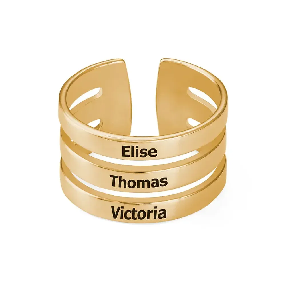 Gold & Silver Personalized Three Name Ring - FKJRNU6229 - Image 5