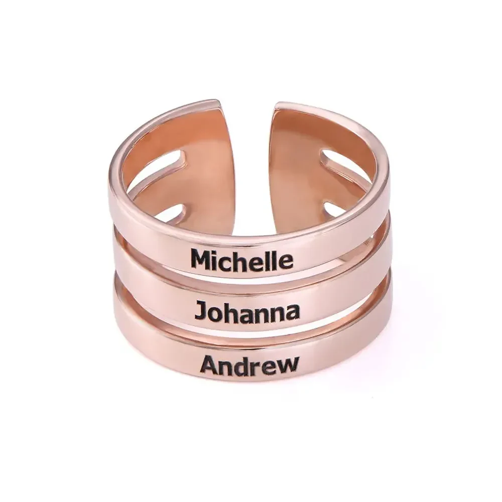 Gold & Silver Personalized Three Name Ring - FKJRNU6229 - Image 7