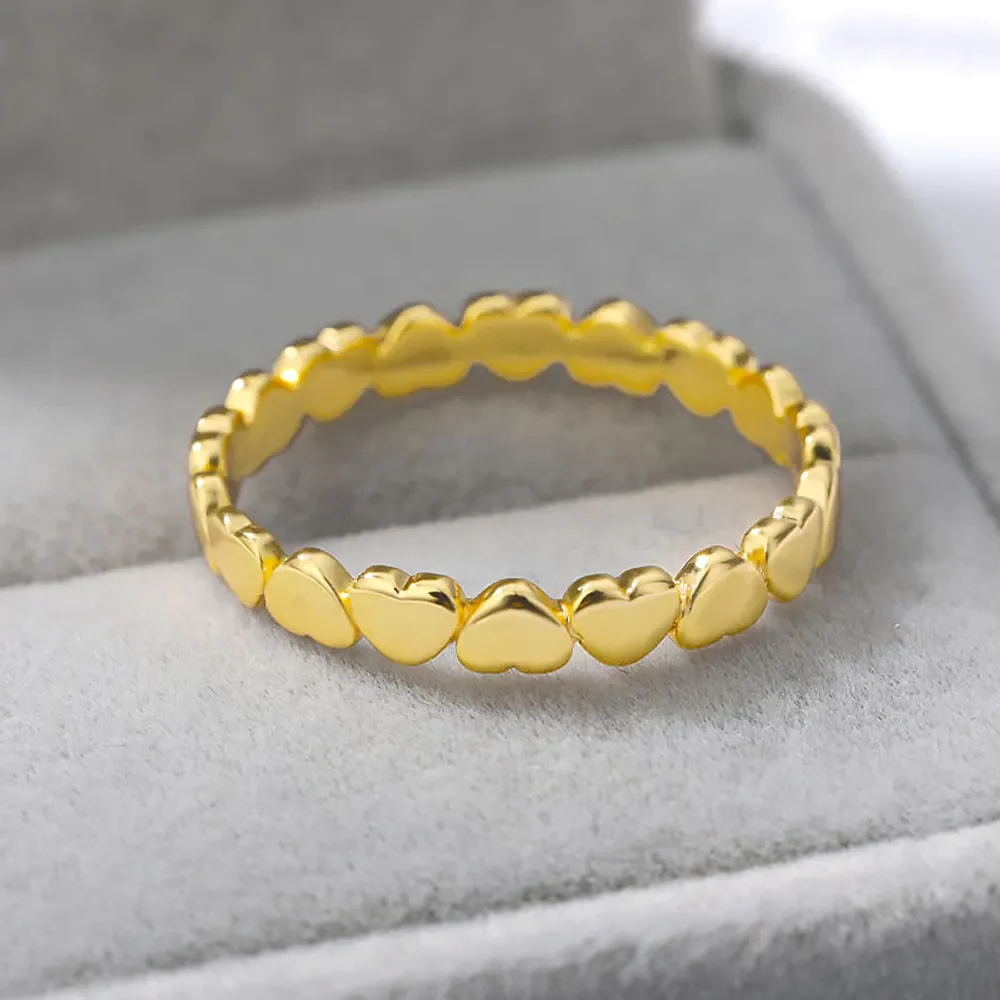 Gold & Silver Personalized Tiny Heart Stackable Ring - FKJRNU6233 - Image 4