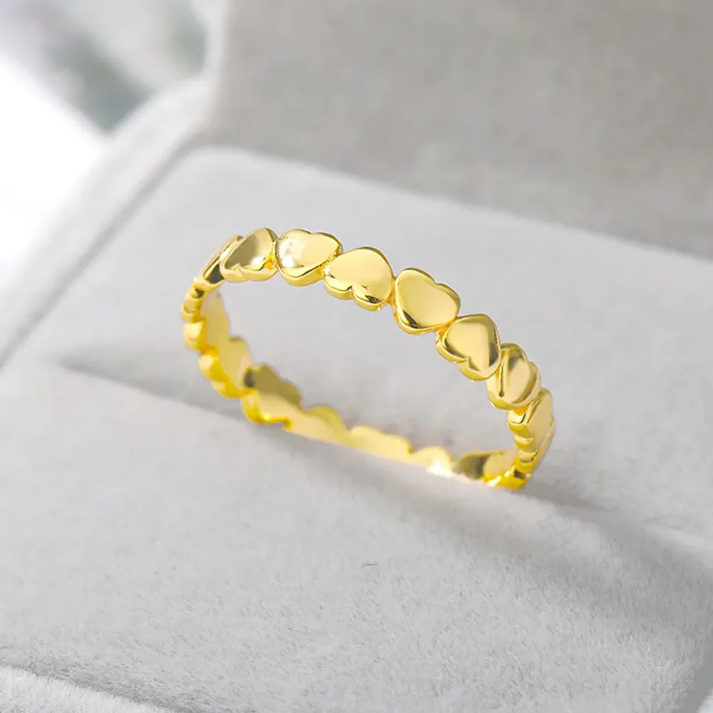 Gold & Silver Personalized Tiny Heart Stackable Ring - FKJRNU6233 - Image 5