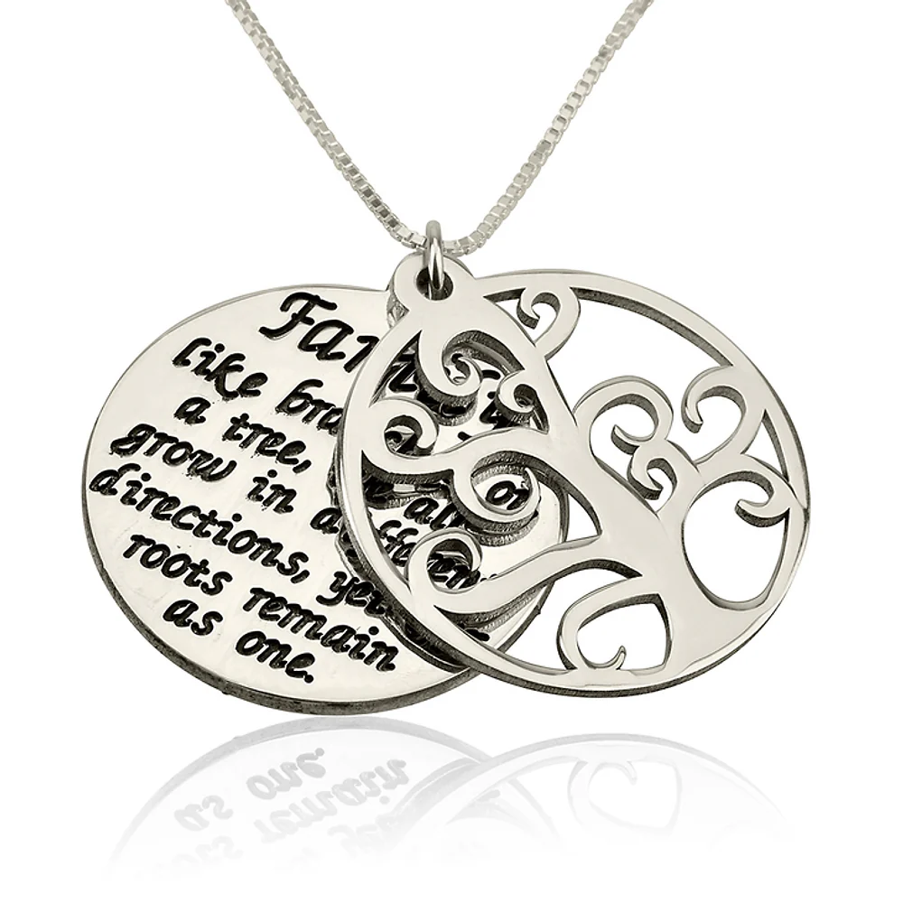 Gold & Silver Personalized Tree Of Life Pendant Necklace - FKJNKLU6210 - Image 3