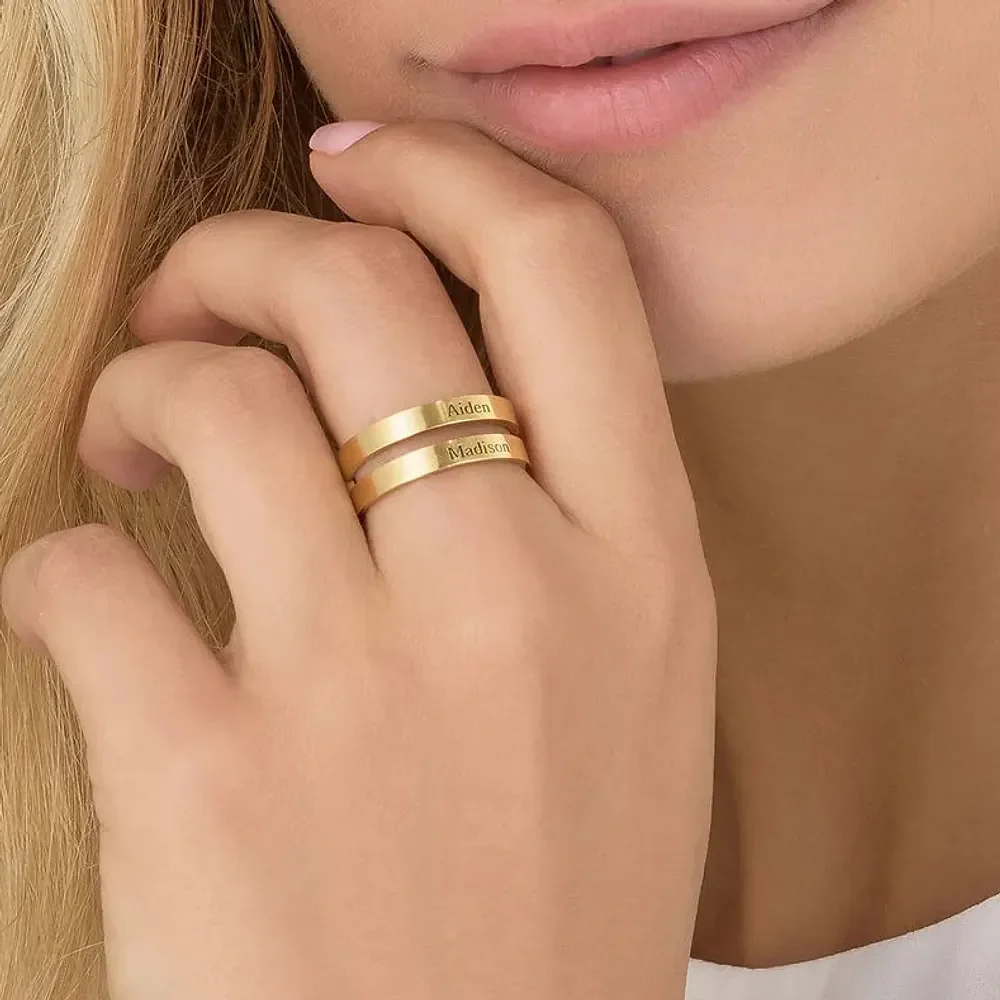 Gold & Silver Personalized Two Name Ring - FKJRNU6230 - Image 4