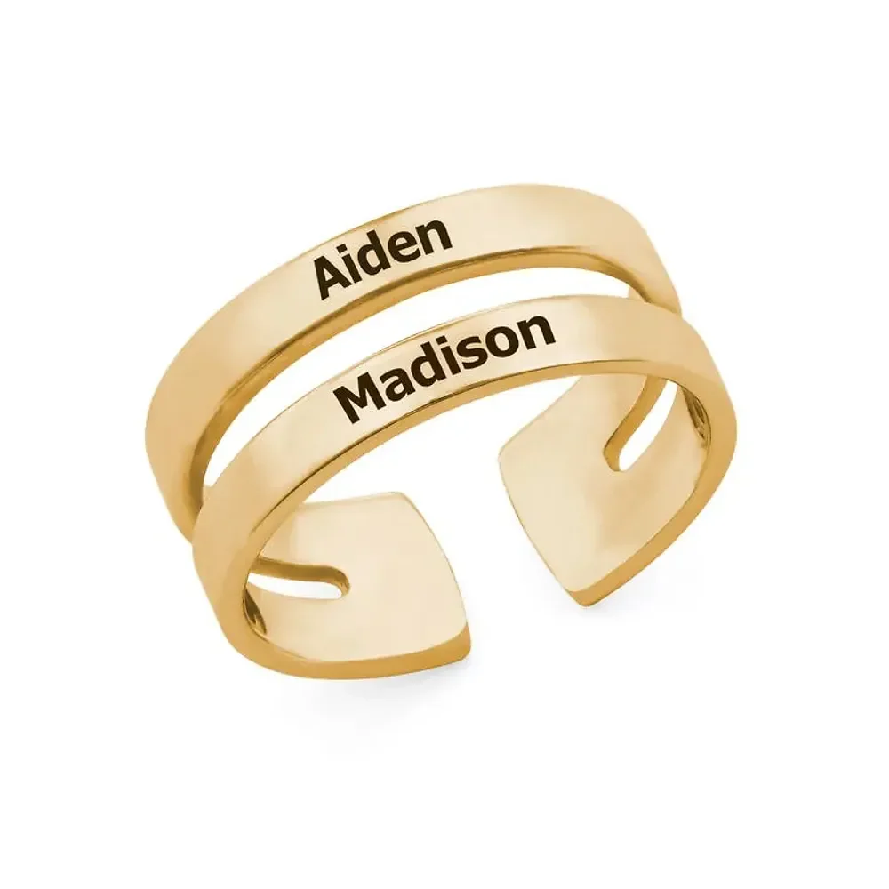 Gold & Silver Personalized Two Name Ring - FKJRNU6230 - Image 5