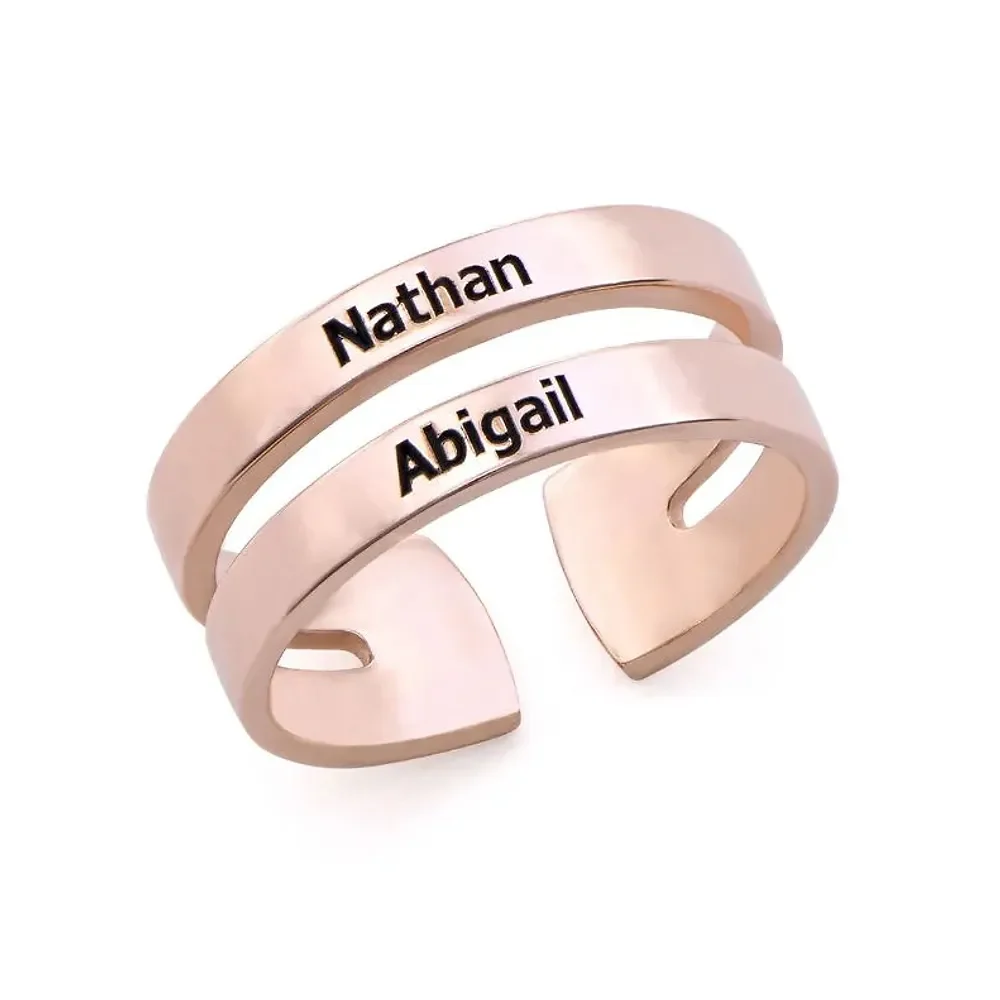 Gold & Silver Personalized Two Name Ring - FKJRNU6230 - Image 6