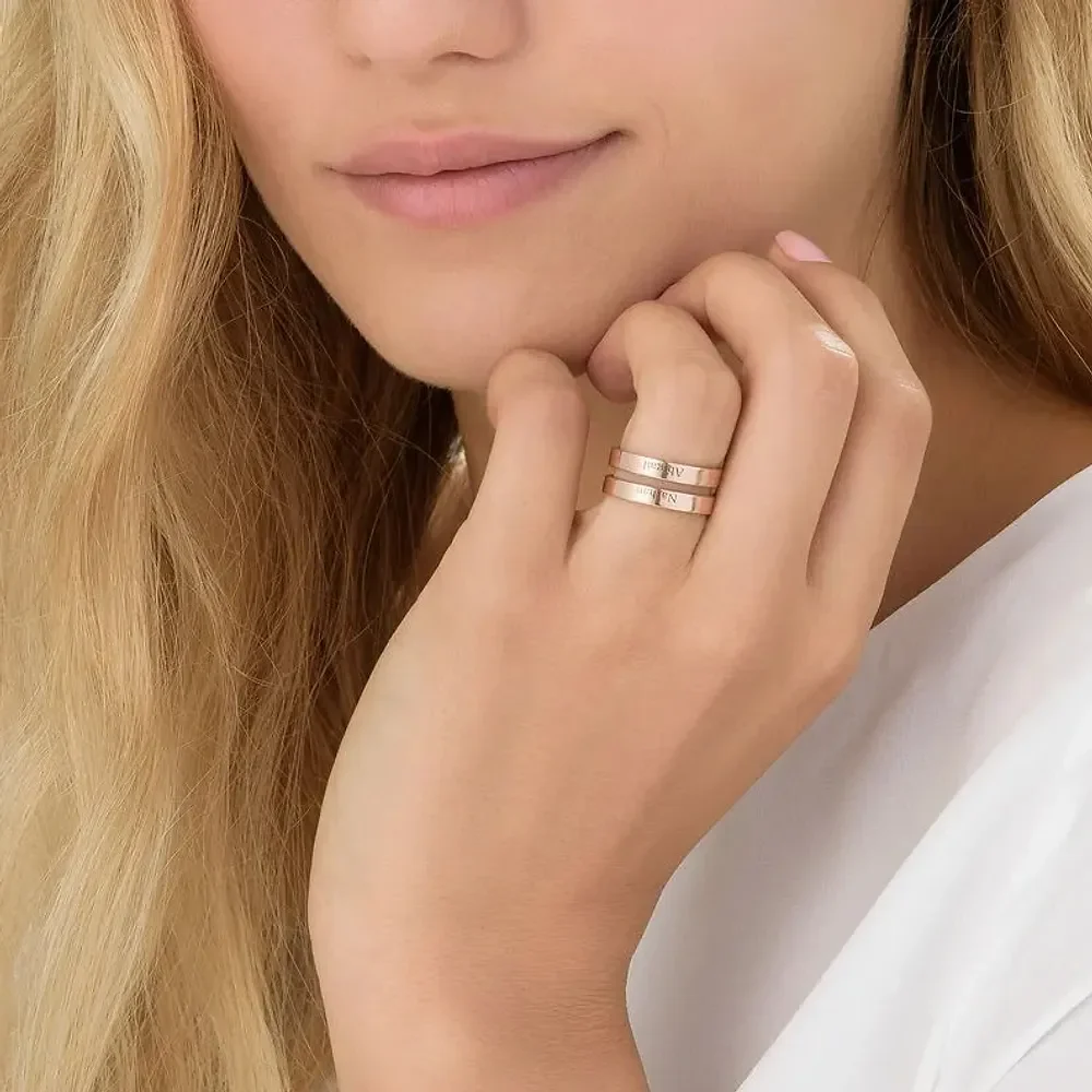 Gold & Silver Personalized Two Name Ring - FKJRNU6230 - Image 7