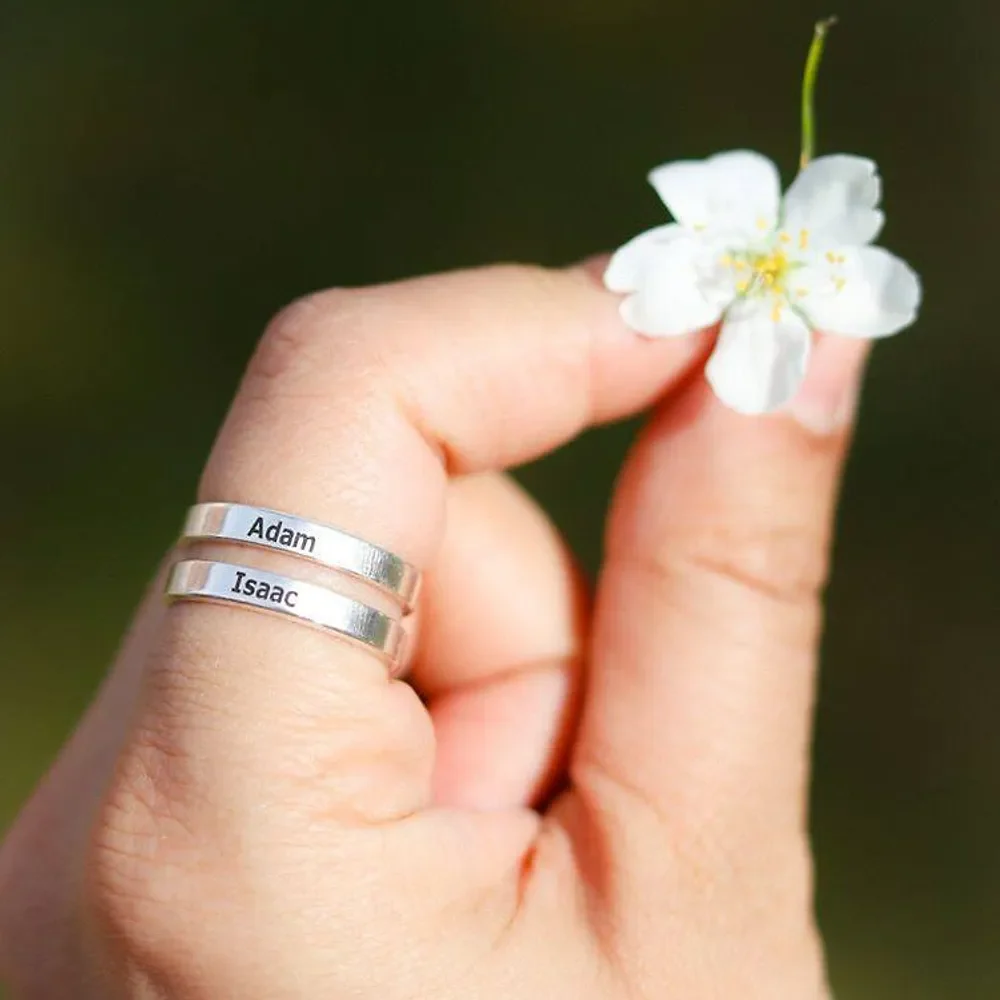 Gold & Silver Personalized Two Name Ring - FKJRNU6230 - Image 8