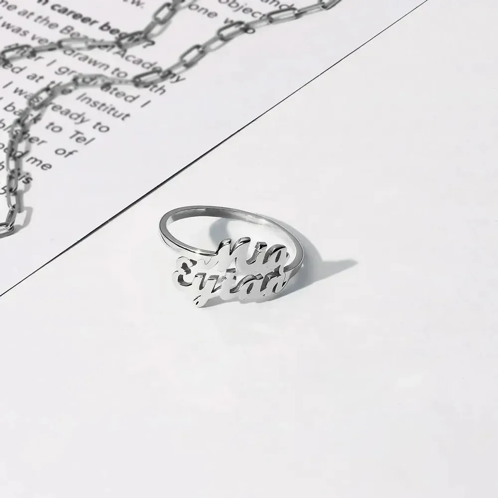 Gold & Silver Personalized Two Names Ring - FKJRNU6222 - Image 3