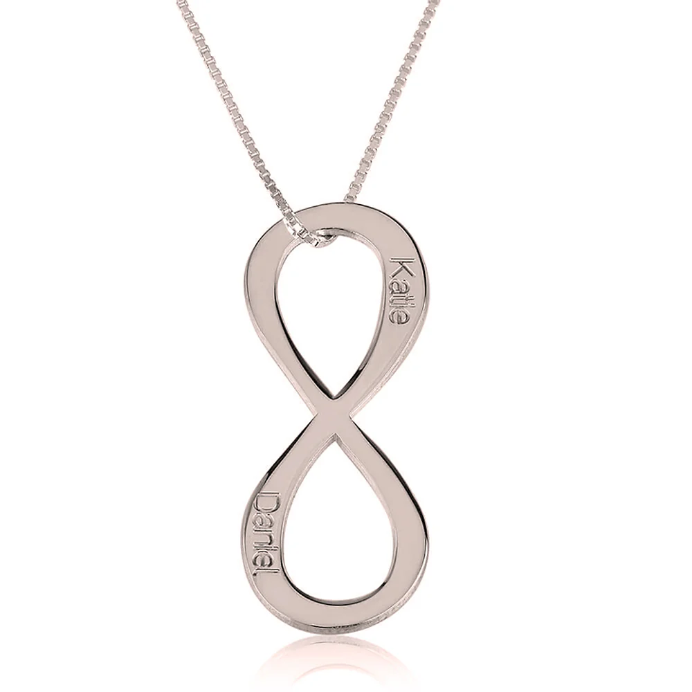 Gold & Silver Personalized Vertical Two Names Infinity Necklace - FKJNKLU6168 - Image 2