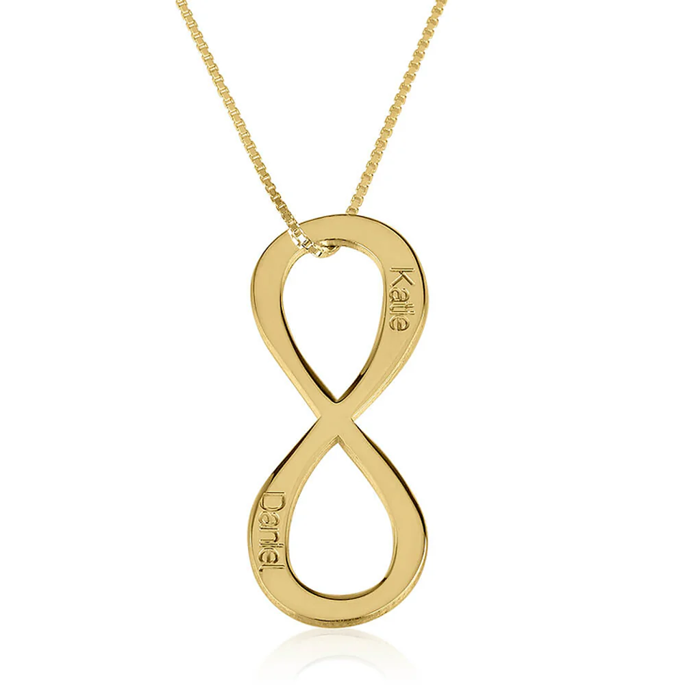 Gold & Silver Personalized Vertical Two Names Infinity Necklace - FKJNKLU6168 - Image 3