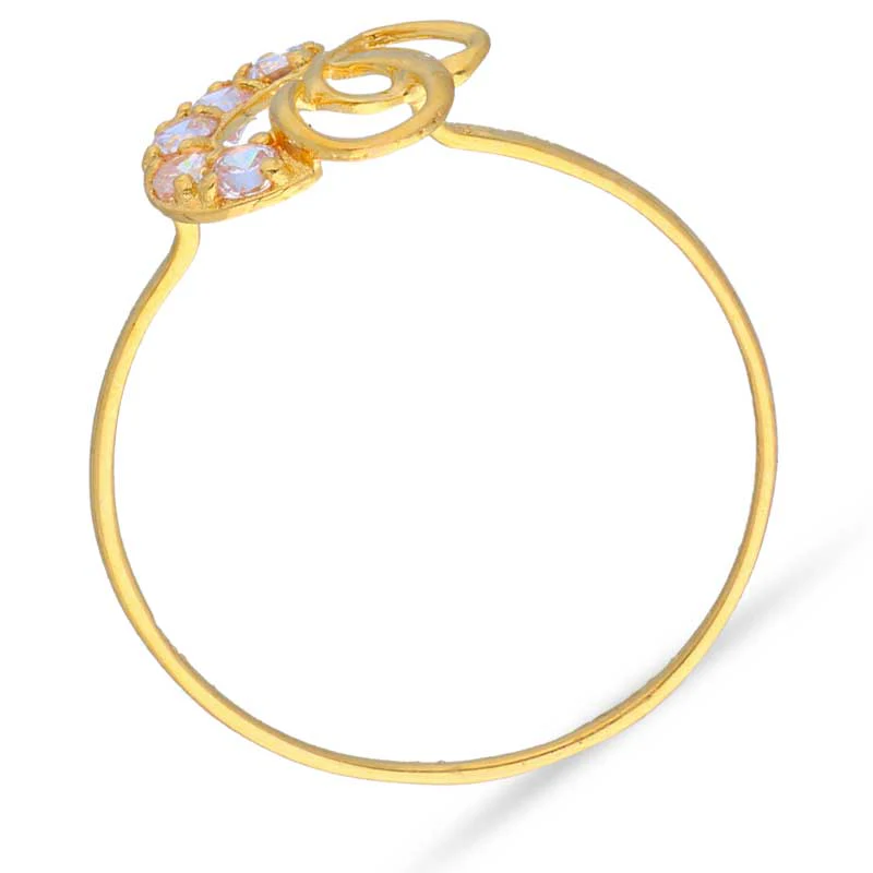 Gold Solitaire in Twisted Twin Hearts Shaped Ring 18KT - FKJRN18KU2006 - Image 4