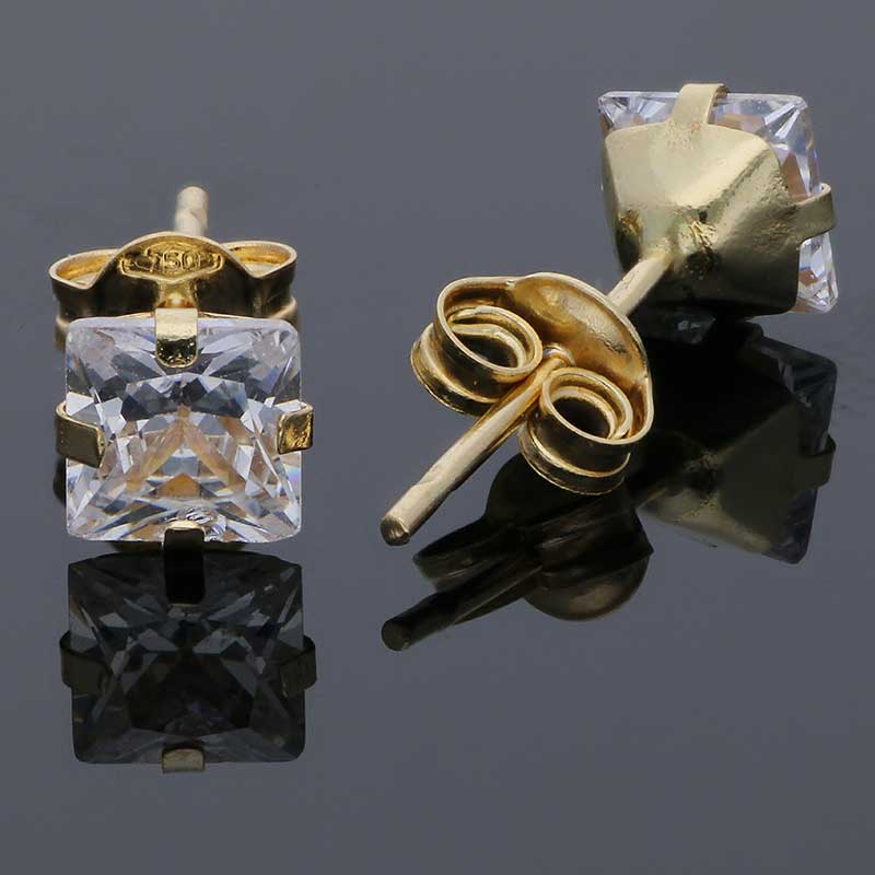 Gold Solitaire Stud Earrings 18KT - FKJERN18KU3127 - Image 3